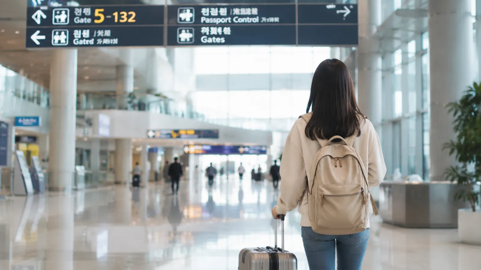 인천공항에서 미국 조기유학 출국을 준비하는 학생